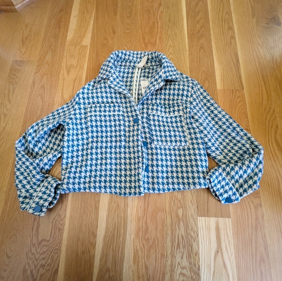 Anthropologie Jackets & Blazers - NWT Dolan Anthropologie - Cute Houndstooth Blue Cropped Jacket - Size S